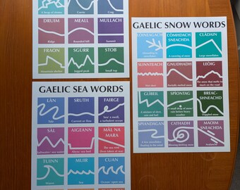 Set of 3 Gaelic Nature Words A3 Art Prints