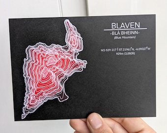 Blaven Contour Line A6 Art Print