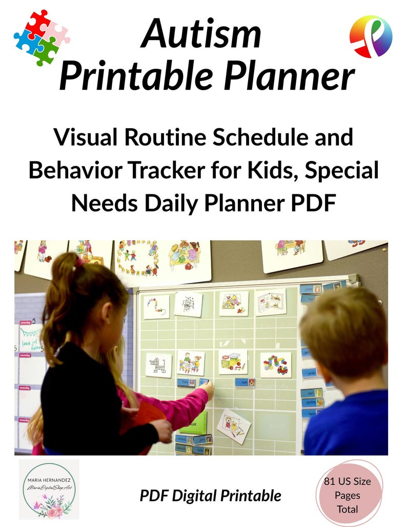 Autism Printable Planner - Visual Routine Schedule & Behavior Tracker ...