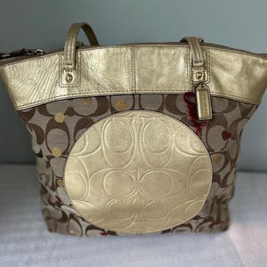 Coach Poppy Tote - Etsy COACH Poppy Signature tote bag beige