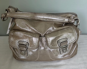 Vintage Coach Soho Metallic Silver Double Pocket Shoulder Bag Y2K 2000s Style No 19753