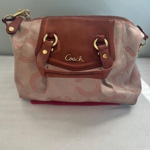 Vintage Coach Ashley Dotted Op Art Satchel | Khaki Mahogany 