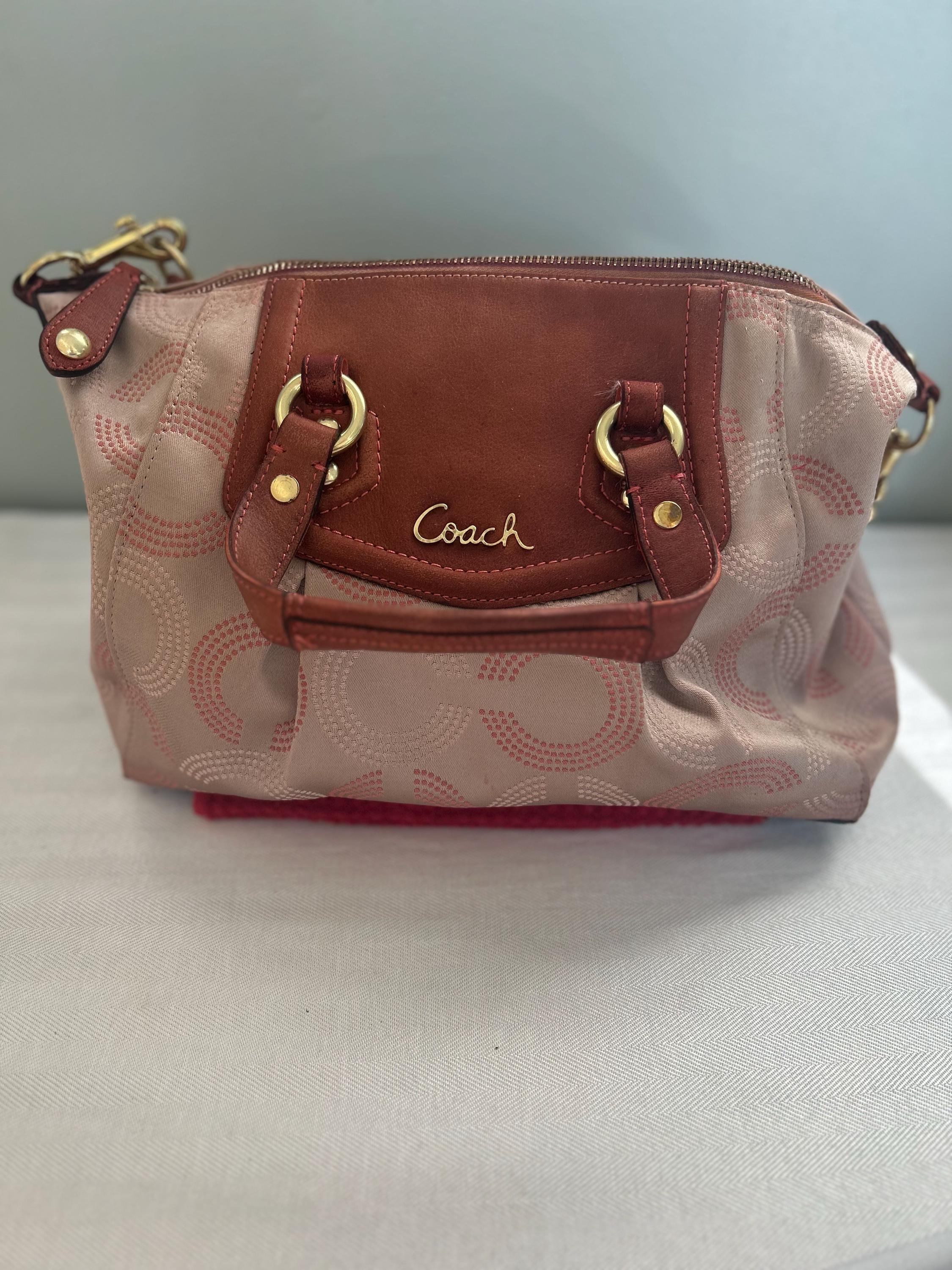 Vintage Coach Ashley Dotted Op Art Satchel | Khaki Mahogany 