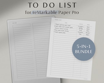 reMarkable Paper Pro To Do List, Daily Task List, Checklist Bundle, Productivity Templates