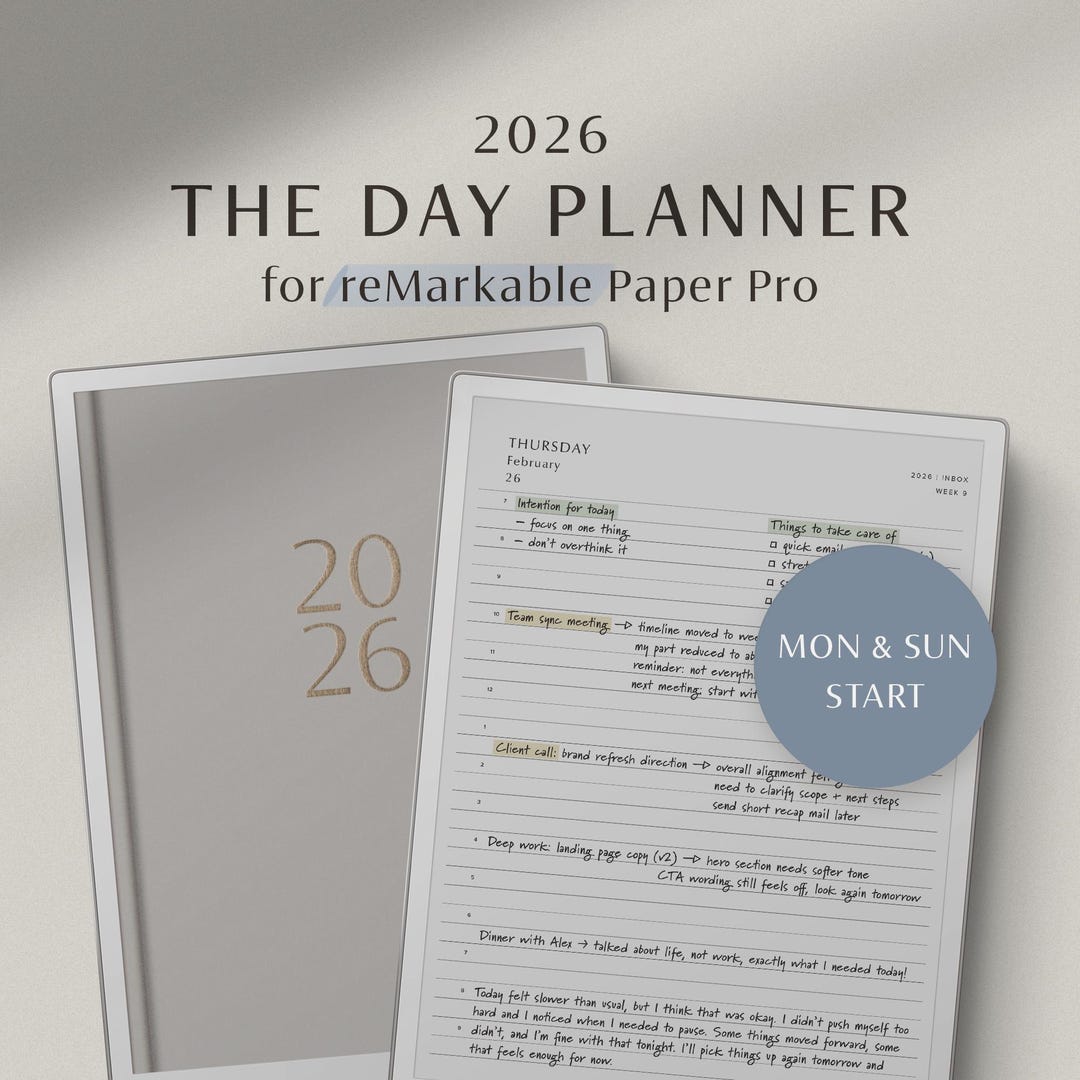 Remarkable Paper Pro Planner, 2026 Daily & Weekly Planner With Monthly ...