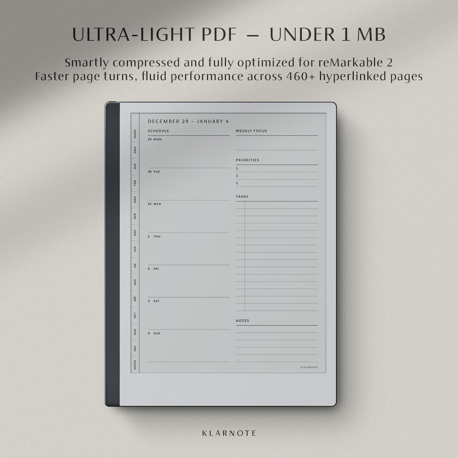 Remarkable 2 2026 Planner, Digital Daily & Weekly Planner With Monthly ...