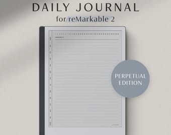 reMarkable 2 Journal, Digital Daily Journal, Minimalist Hyperlinked Diary, Lined Notebook Template