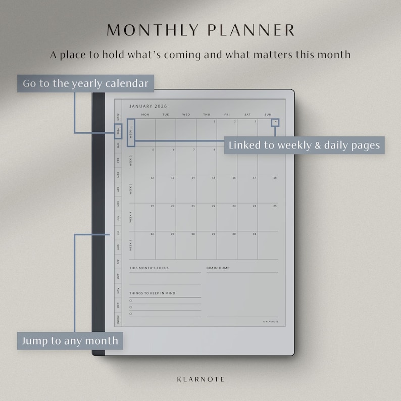 Remarkable 2 ADHD Planner, 2026 Daily & Weekly Planner With Monthly ...