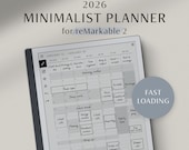 reMarkable 2 2026 Planner, Digital Daily & Weekly Planner with Monthly Calendar, Minimalist Hyperlinked Template