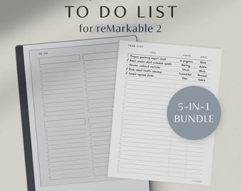 reMarkable 2 To Do List Templates, Daily Task List, Checklist Bundle, Work Day Productivity