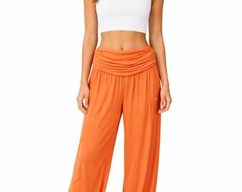 Boho Harem Dancing Pants Women | Loose Baggy Trousers | Elastic Waist Viscose Pants | Summer Beach Holiday Trousers | One Size 8-16 UK