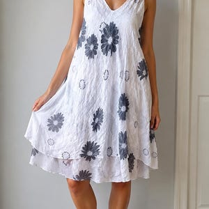 Cotton double layer Sleevesless Summer Dress, Loose Fit Dress