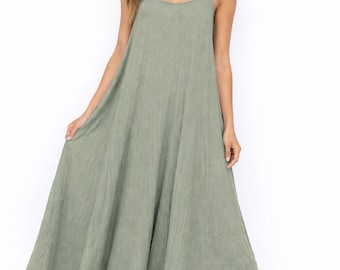 Cotton Slip Dress | Flowy A-Line Summer Beach Holiday Style