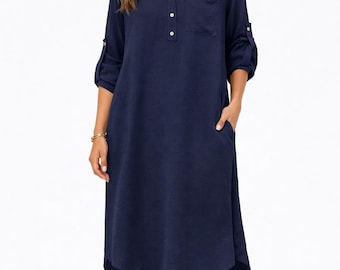 Minimal Loose Shirt Dress Womens, Tunic Knee Length Casual Summer Dress UK 8-16