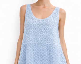 Boho Crochet Lace Tank Top, Flowy Floral Summer Blouse (UK 8–16)