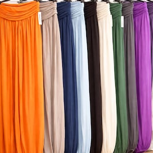 Pantalones holgados estilo harem para mujer / Pantalones de yoga estilo boho Bali Balloon lisos / Pantalones de verano ligeros de viscosa / Talla única (Reino Unido)