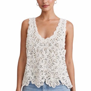 Sparkling Cotton Crochet Lace Tank Top