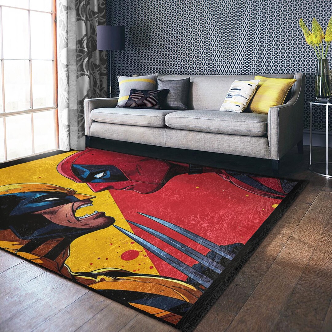 Deadpool Vs Wolverine Rug, Marvel Superhero Area Rug, Comic Style Comic ...