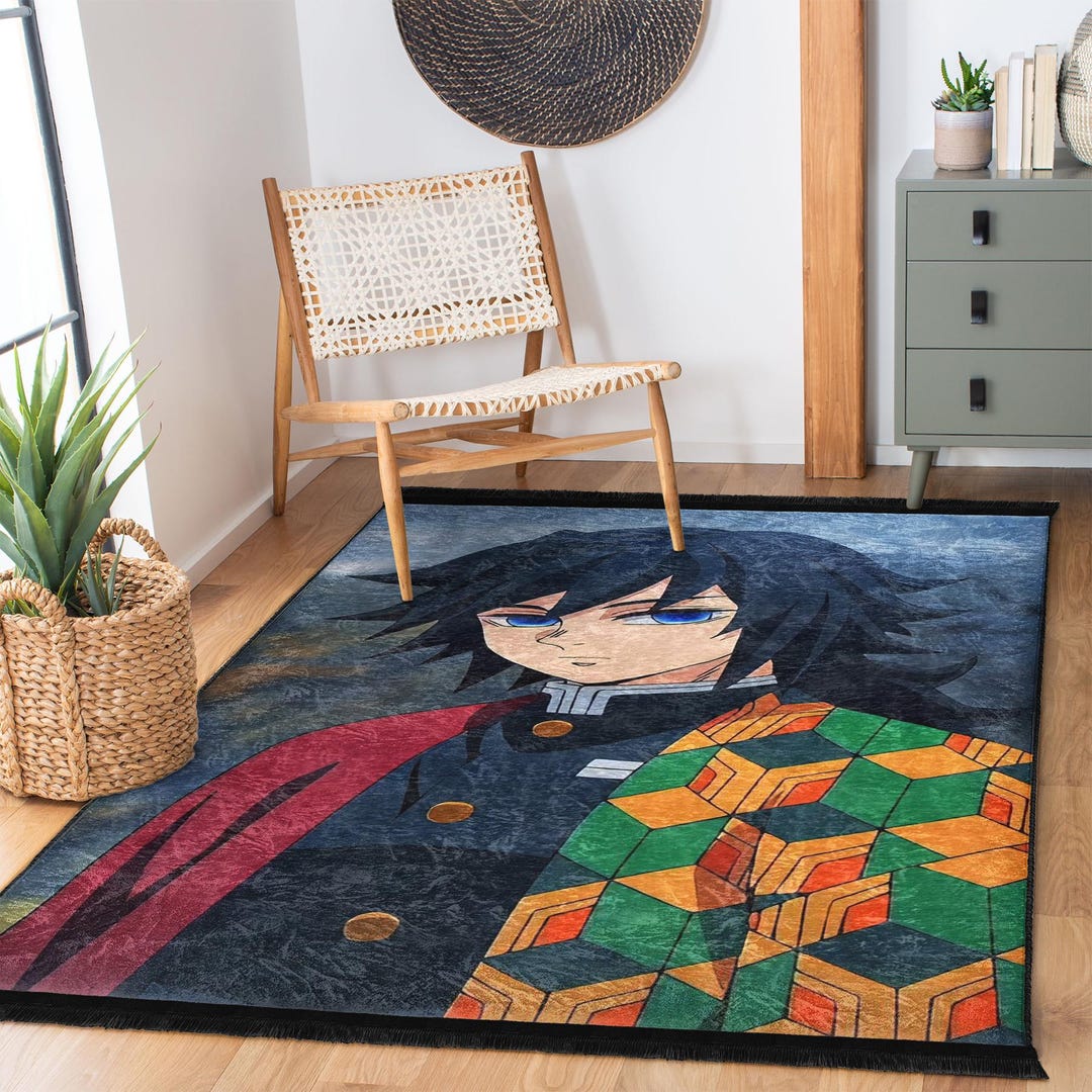 Giyu Tomioka Demon Slayer Carpet, Anime Area Rug for Bedroom,custom ...