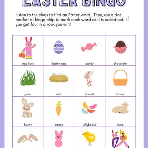 Cartes de jeu de bingo de Pâques | Activité festive en classe (PDF)