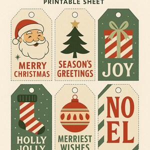Retro Christmas Gift Tags Printable | Vintage Holiday Labels (PDF) - Etsy
