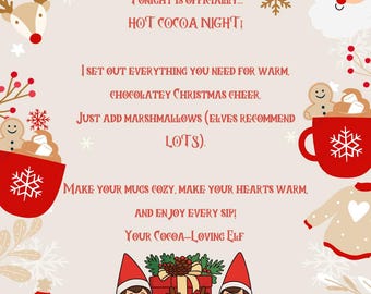 Elf Hot Cocoa Night Letter – Christmas Printable Activity (Instant Download PDF)
