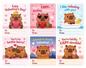Capybara Valentine Cards for Kids | Cute Viral Classroom Valentines Printable | Non Candy Valentine PDF