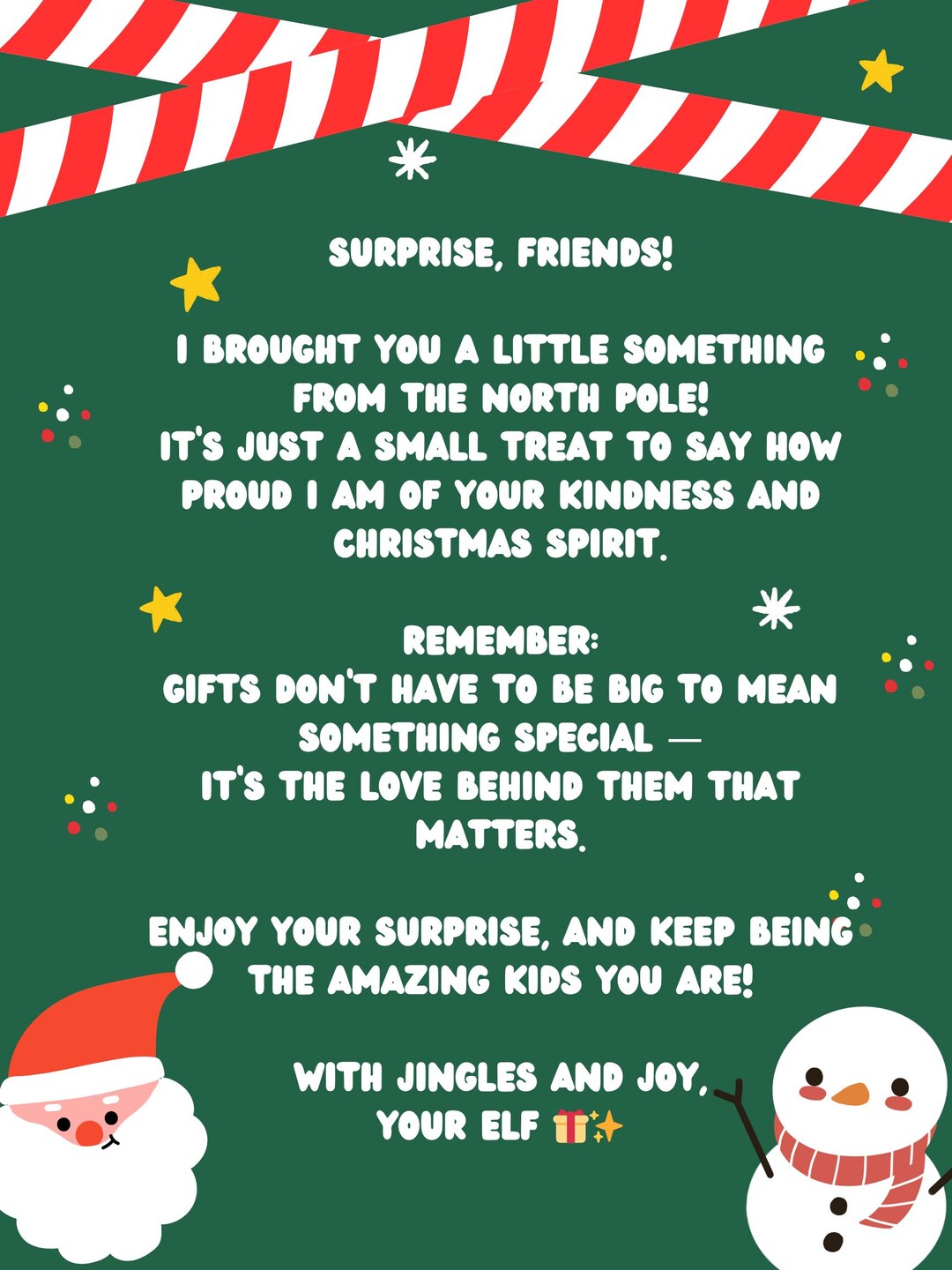 Elf Treat Letter – Christmas Gift Note Printable (PDF) - Etsy