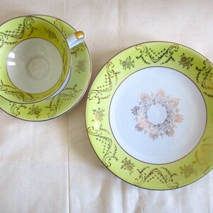Creidlitz Yellow Tea Cup. Saucer and Plate/Bavarian China/Dessert Set/Luncheon Set/Vintage image 3