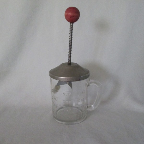 Vintage Hazel Atlas 1 Cup Glass Chopper/Measuring Cup 1950s Kitchen Gadget Collectible