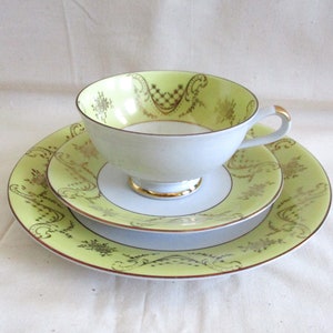 Creidlitz Yellow Tea Cup. Saucer and Plate/Bavarian China/Dessert Set/Luncheon Set/Vintage image 1