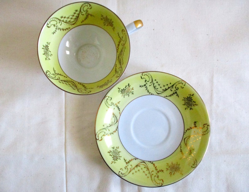 Creidlitz Yellow Tea Cup. Saucer and Plate/Bavarian China/Dessert Set/Luncheon Set/Vintage image 5