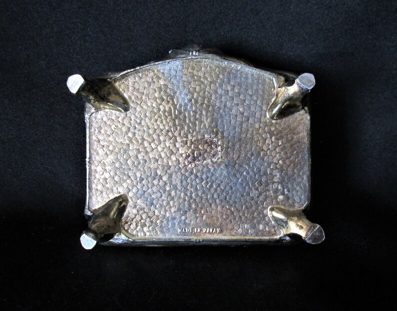 Velvet Lined Metal Footed Small Jewelry Trinket Box Vintage
