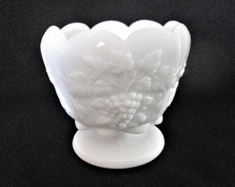 Westmoreland Milk Glass Candy Dish/Grape Pattern/Vintage