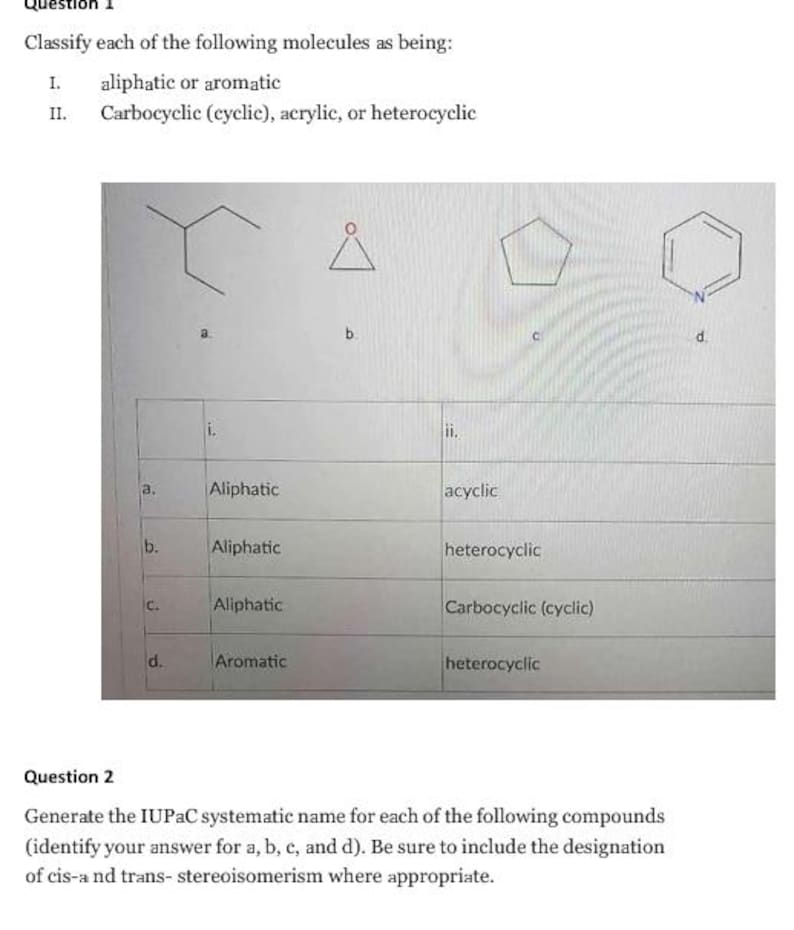 CHEM 219 Principles of Organic Chemistry – Module 2 Exam Questions ...