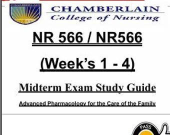 NR 566 / NR566 Midterm Study Guide | Weeks 1–4 | Advanced Pharmacology PDF