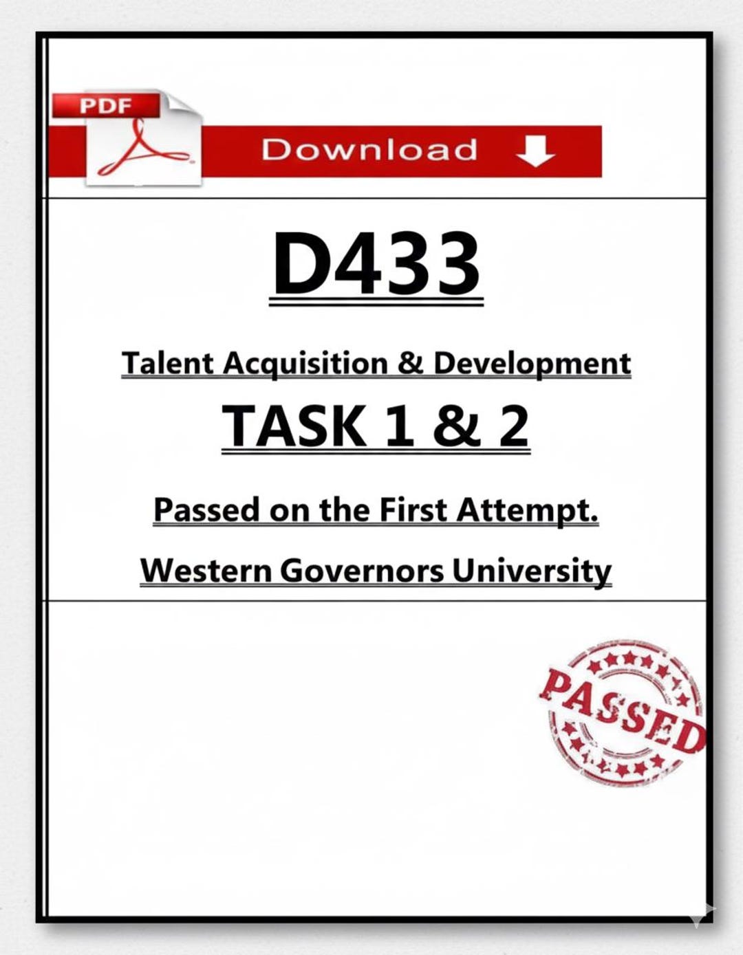 WGU D433 Tasks 1 & 2 Passed Guide (2026) – Talent Acquisition and ...