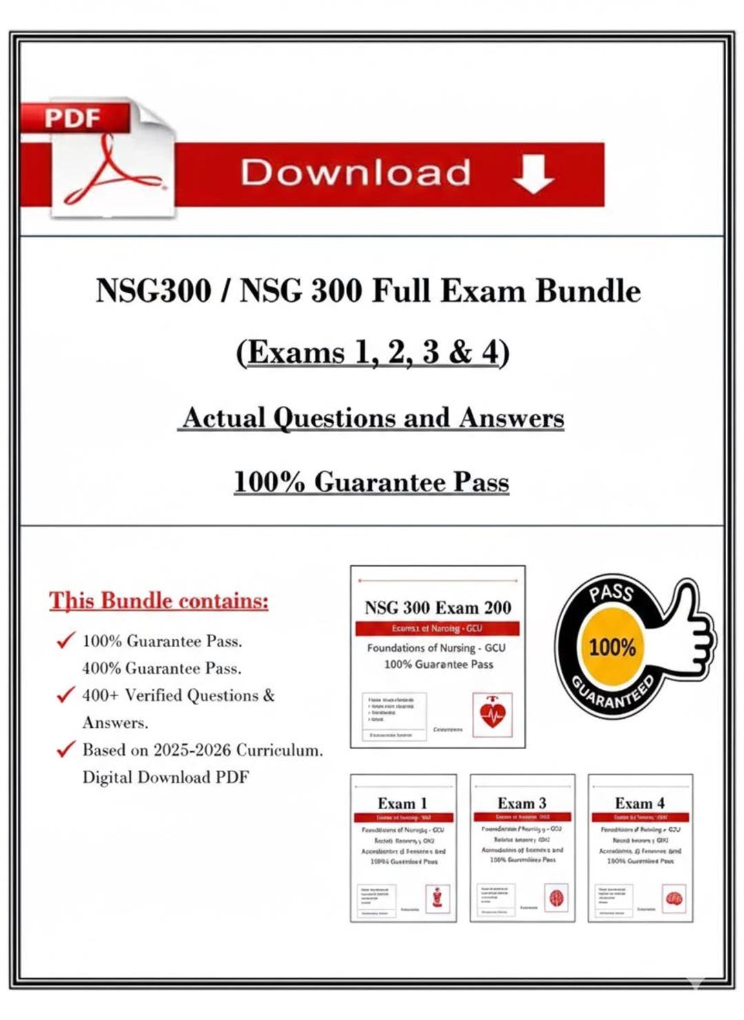 NSG 300 Exam 1–4 | Foundations of Nursing | Actual Questions & Answers ...