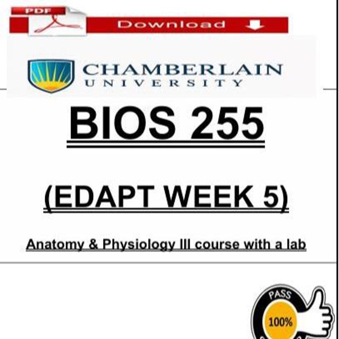BIOS 255 Anatomy & Physiology III | EDAPT Week 5 Study Guide With Lab ...