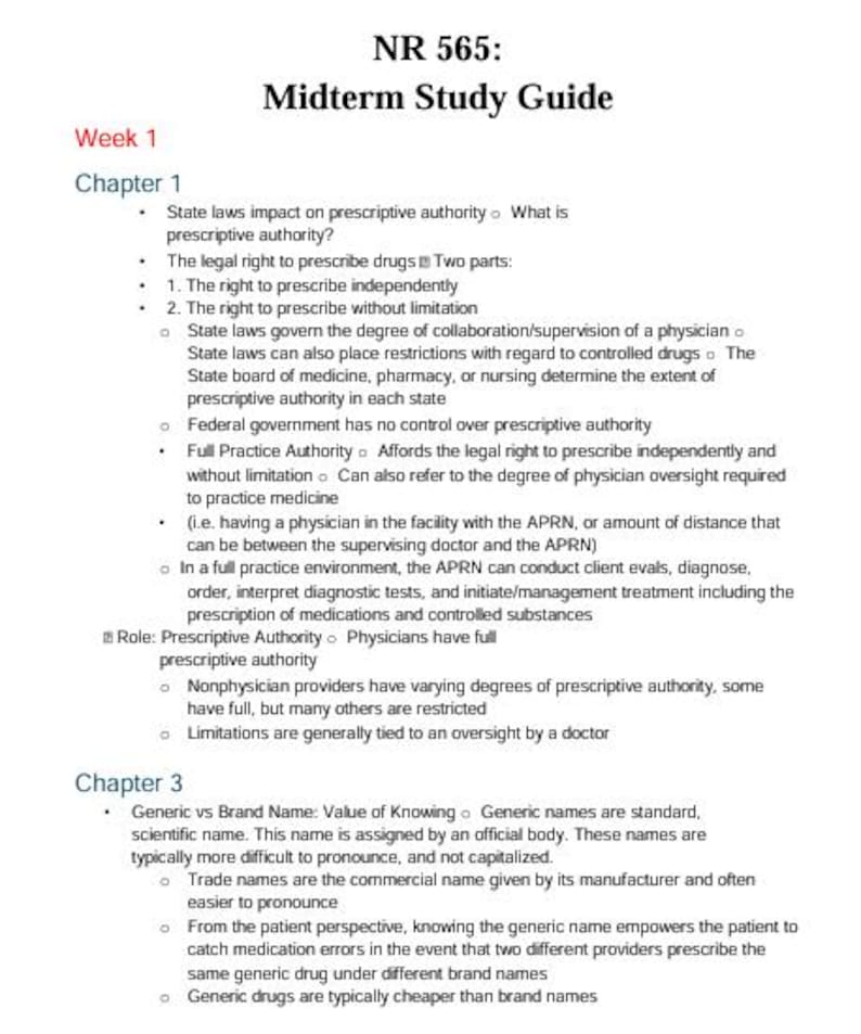 NR 565 Advanced Pharmacology Fundamentals | Weeks 1–4 Midterm Exam ...