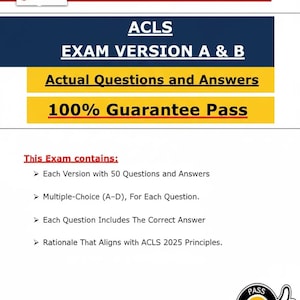 2025 ACLS Prüfung Version A & B Aktuelle Fragen und Antworten - PDF