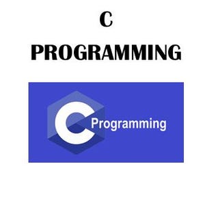 Könnte beinhalten: Bild mit dem Text "C PROGRAMMING" oben. Darunter ein blauer Sechseck mit einem weißen "C" und dem Wort "Programming" in weißer Schrift. Der Hintergrund ist weiß.