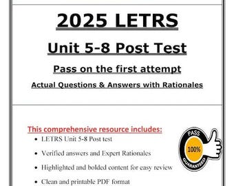 LETRS Unit 5-8 Post Test Study Guide – 2025 Edition (Digital PDF)