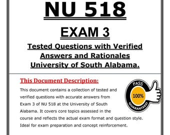 NU 518 Exam 3 Study Guide | Tested Questions with Verified Answers & Rationales | Digital PDF