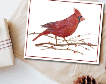 Red Cardinal Winter Card • Printable Holiday Greeting (Digital Download)