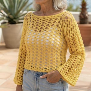 Häkelanleitung für ein leichtes Sommer-Cover-Up, Boho-Spitzentunika, Strandtop aus Netzstoff (PDF-Download)