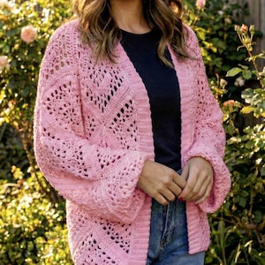 Boho Tulip Square Crochet Cardigan Pattern | Oversized Granny Square Sweater (PDF Download)