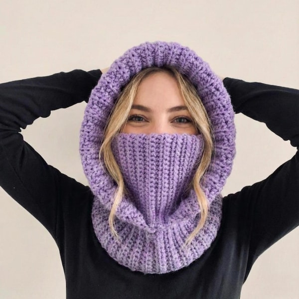 Crochet Balaclava Turtleneck Hoodie Pattern : Crochet Hooded Neck Cowl Adult & Child Sizes (PDF Download)