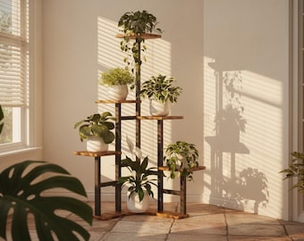 6 Tier Corner Plant Stand Indoor Rustic Shelf