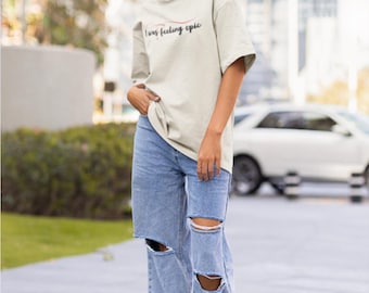 Embroidery "I was Feeling Epic" Oversized Unisex Heavyweight t-shirt | The Vampire Dairies